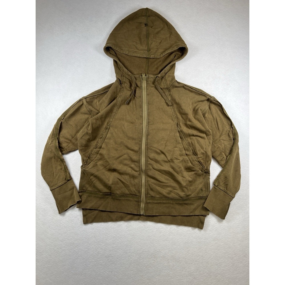 Free People Movement Only One Zip Hoodie Sz S Slouchy Mustard Oversized Raw Seam